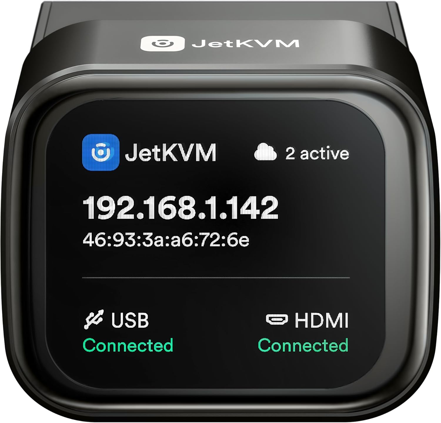 Jetkvm KVM over IP Computer Remotely Control, Jet IPKVM Open-Source Touchscreen LCD for IP/MAC/HDMI/USB Status, KVM Switch for Home Offices & Data Center 1080P 60FPS Ultra-Low Latency