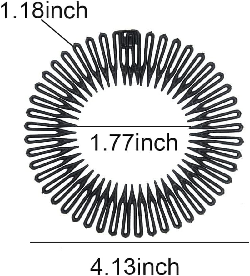 Full Circular Stretch Flexible Zig Zag Hairband, 6Pcs Flexible Plastic Circle Combs with Circular Tooth Headbands, Flexible Plastic Circles Comb Full Circular Tooth Headbands image number 5