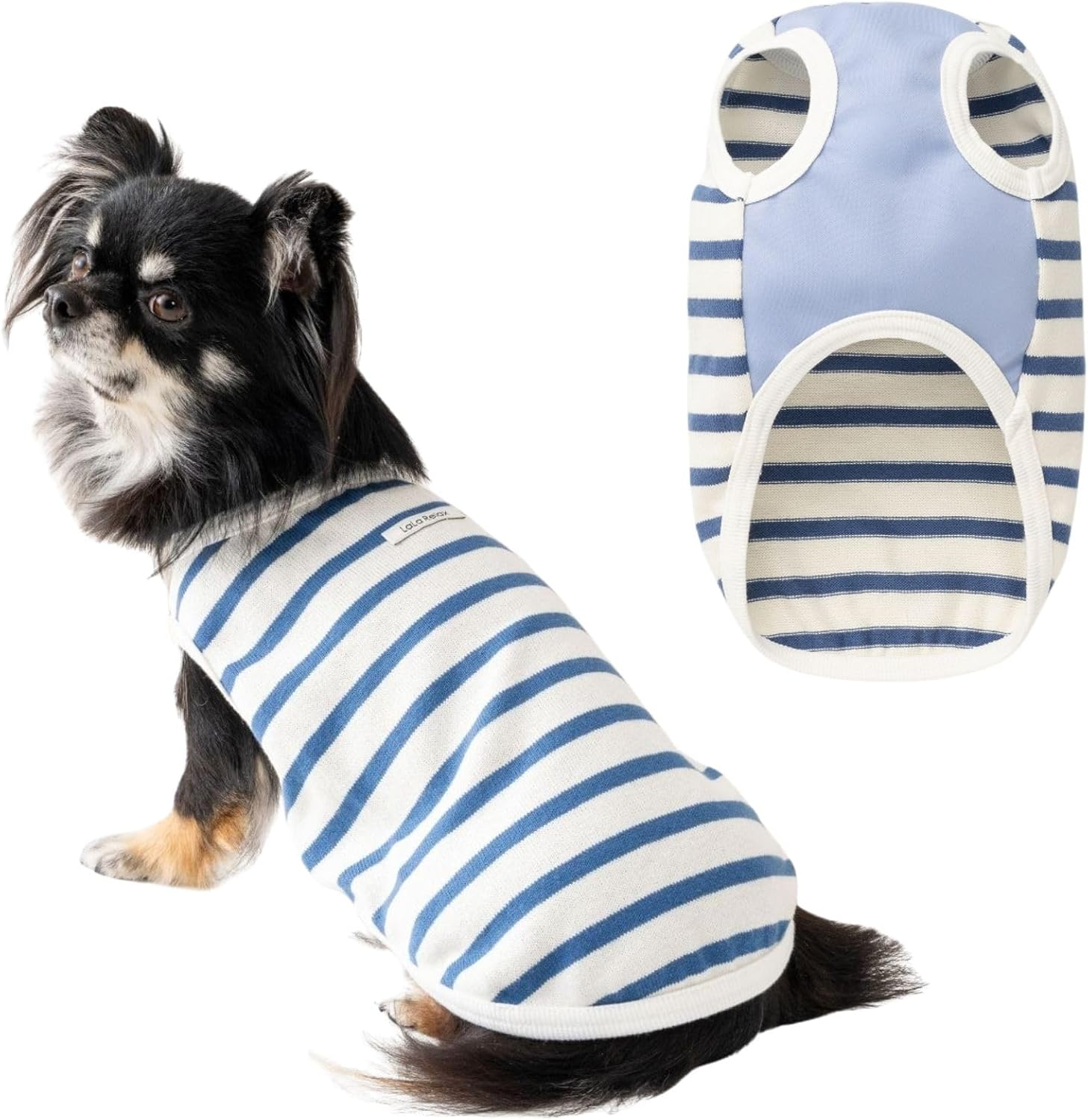 Lalarelax 2TG5003-75 Border Knit White X Saxophone Dog Wear Far Infrared Ceramic Knit image number 3