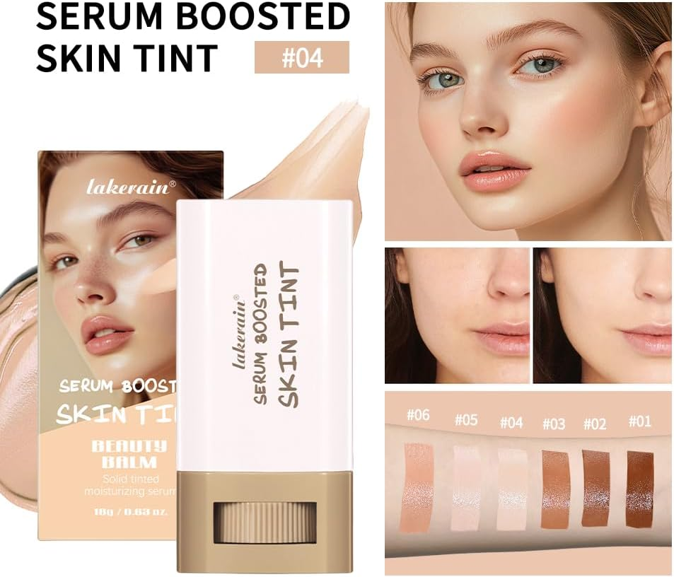 Foundation Stick Beauty Balm Serum Boosted Skin Tint, Serum Boosted Skin Tint Balm, Solid Tinted Moisturizing,Longwear Contour Stick for Dewy, Natural Finish(#04) image number 6