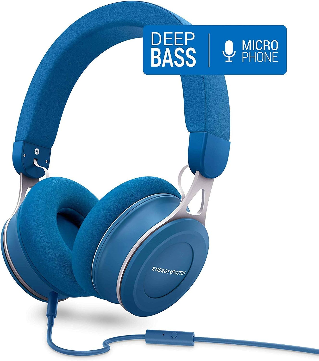 Energy Sistem Headphones Urban 3 Mic Blue (Deep Bass, Comfortable Ear Pads,Metal Finishes, Control Talk)