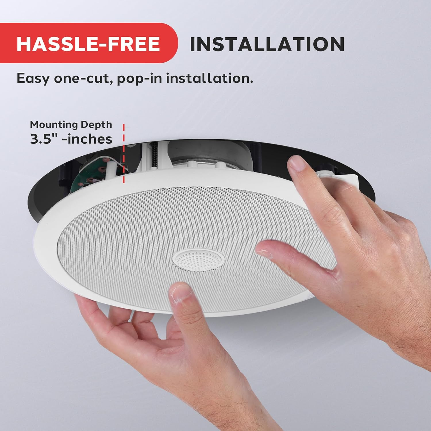 Pyle 8&rdquo; Ceiling Wall Mount-Pair of 2-Way Midbass Woofer Speaker Directable 1&rdquo; Titanium Dome Tweeter Flush Design W/ 55Hz-22Khz Frequency Response & 300 Watts Peak Easy Installation image number 3