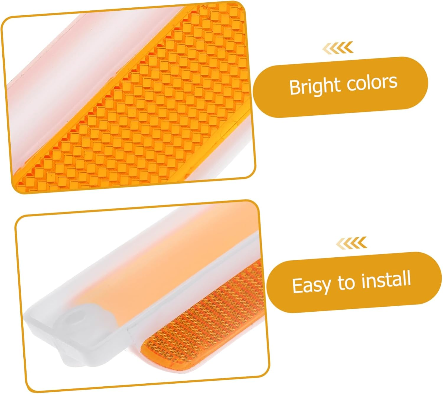 2Pcs Yellow Double-Strip Rectangular Road Reflectors 11.5X40Mm Reflective Delineators for Guardrail and Driveway Highways Pavement Markers image number 1