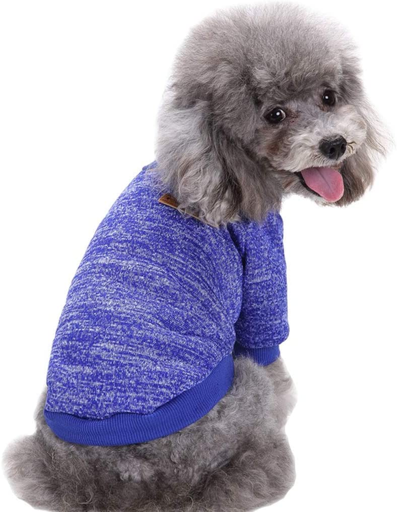 CHBORLESS Pet Dog Classic Knitwear Sweater Warm Winter Puppy Pet Coat Soft Sweater Clothing for Small Dogs (M, Dark Blue) image number 3