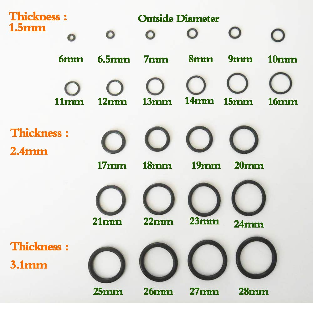 Rubber O Ring Kit O Ring Assortment Kit Set 24 Sizes 740Pcs NBR O Ring Sealing Seal Assortment Set image number 5