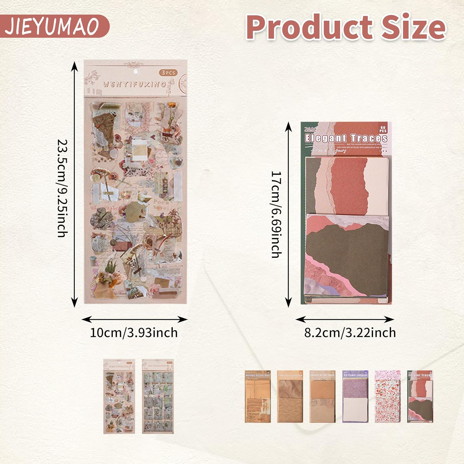 JIEYUMAO Vintage Scrapbook Paper, 366 Sheets Retro Scrapbook Paper, Multicolor Vintage Pattern Paper, Journaling Scrapbooking Supplies Kit Vintage Scrapbooking Supplies for DIY Art image number 2