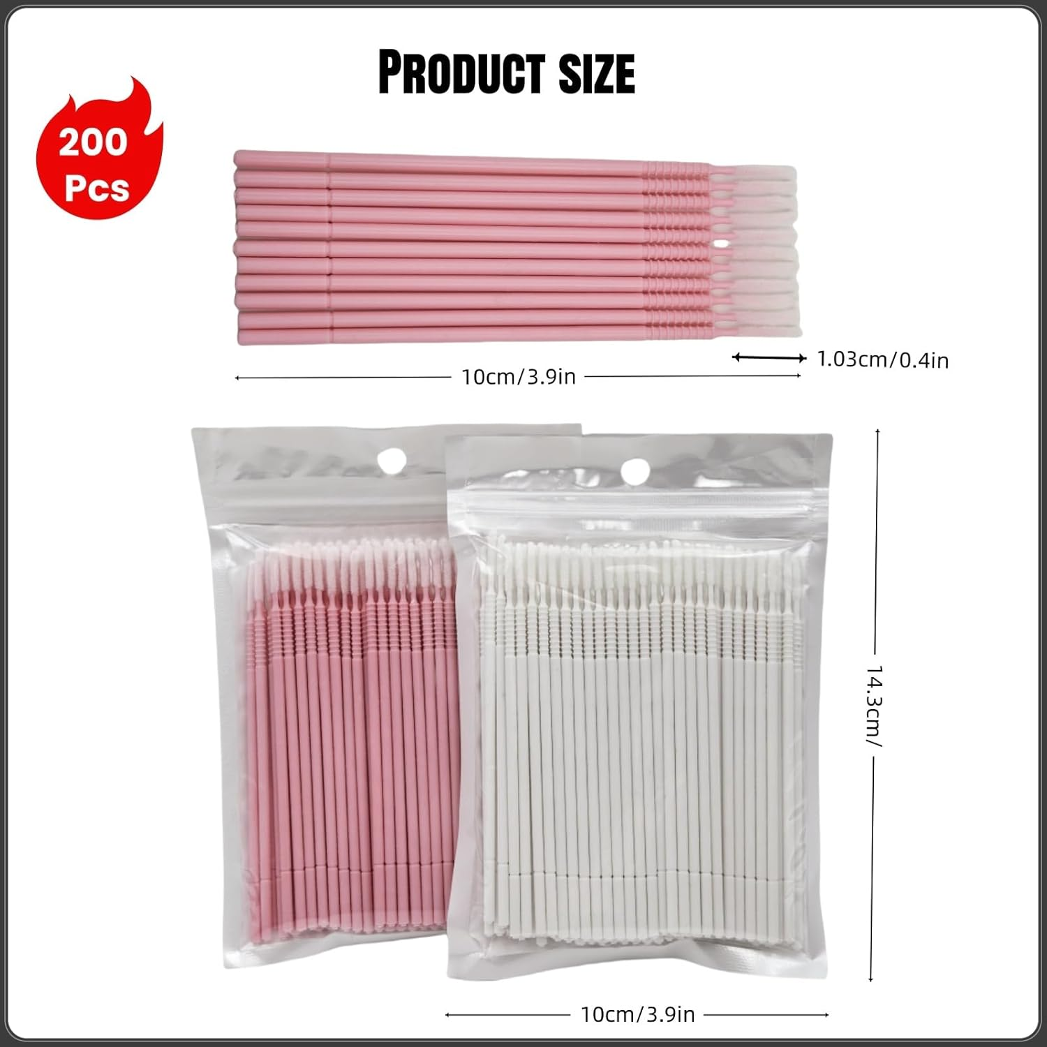 200 PCS Micro Applicator Brushes for Eyelash Extensions &ndash; Disposable Microswabs with Precise Tips. Lint-Free Wands for Makeup & Lash Cleaning. Ideal for Salon, Home, & Travel. (100 White + 100 Pink) image number 3