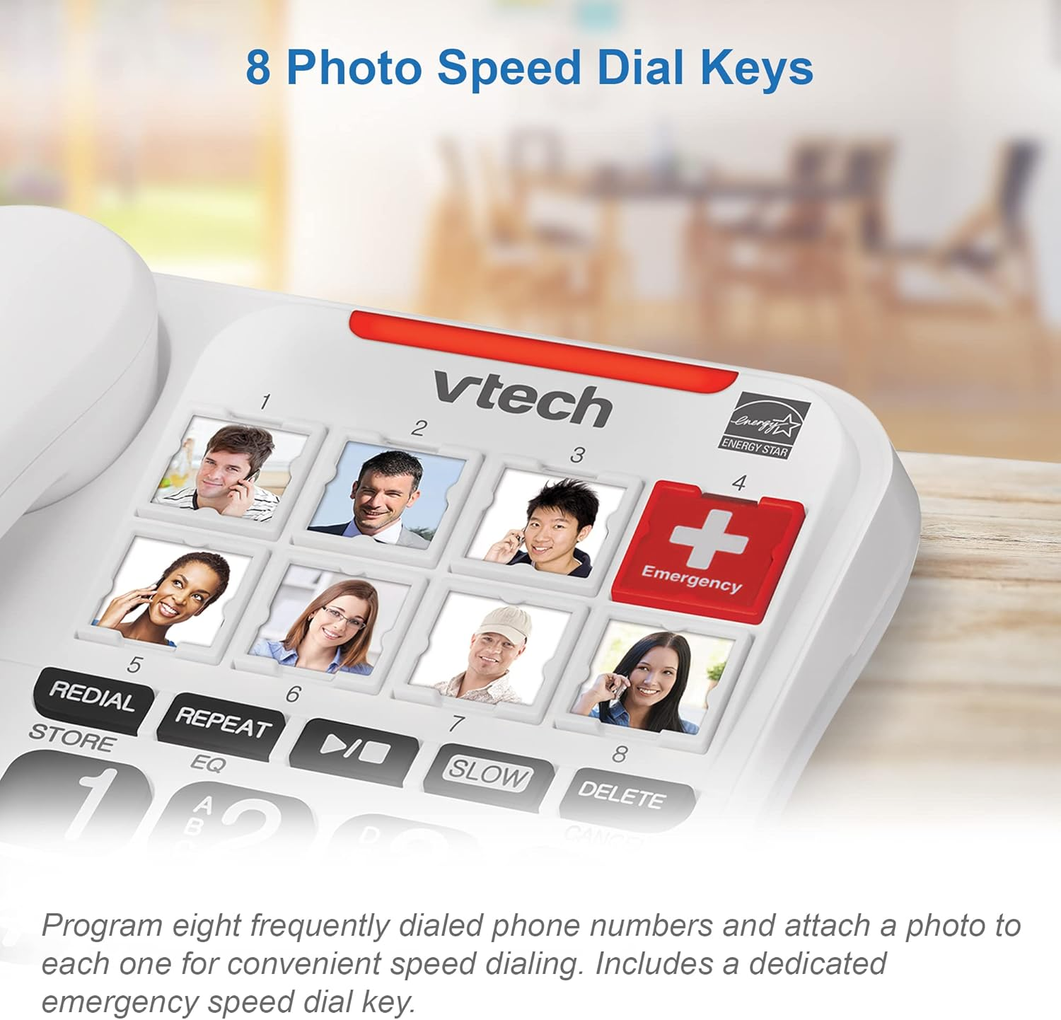 VTECH SN1127 Amplified Corded Answering System. 8 Photo Speed Dial, 90Db Ringer Volume, Big High-Contrast Buttons, Audio Booster(+40Db), Visual Ringer. Perfect for Seniors, Visually & Hearing Impaired