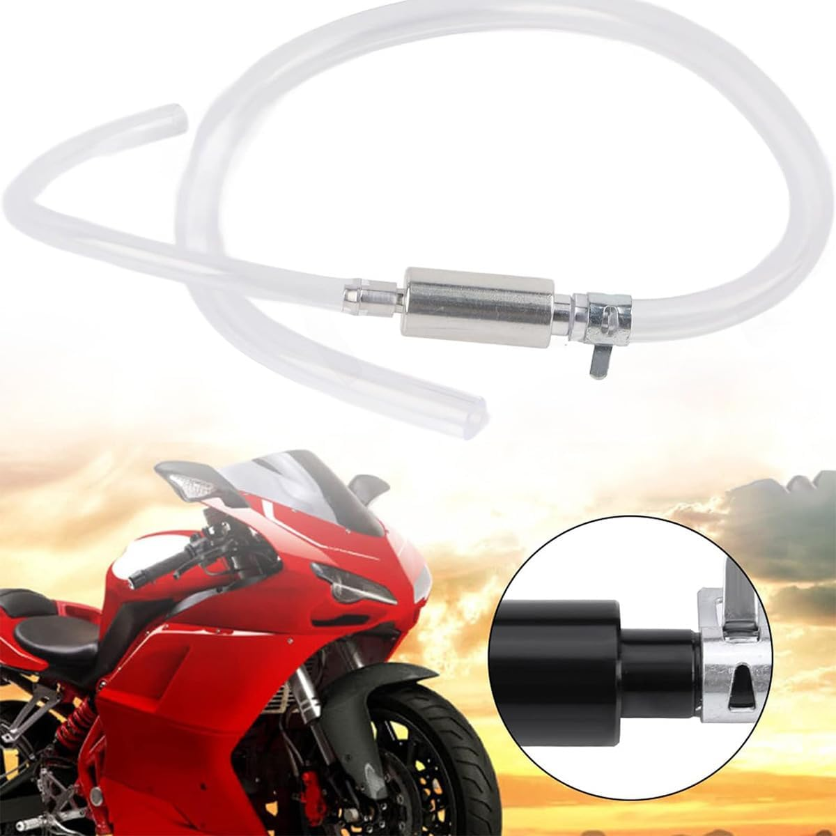 XINYUICEAN 1Pcs Brake Bleeder Hose, Motorcycle Brake Bleeder Kit with Nozzle Cap & Clamp, One Way Check Valve Tube Bleeding Tools for Hydraulic System Bleeding, Car Clutch Fluid Replacement Hose image number 1