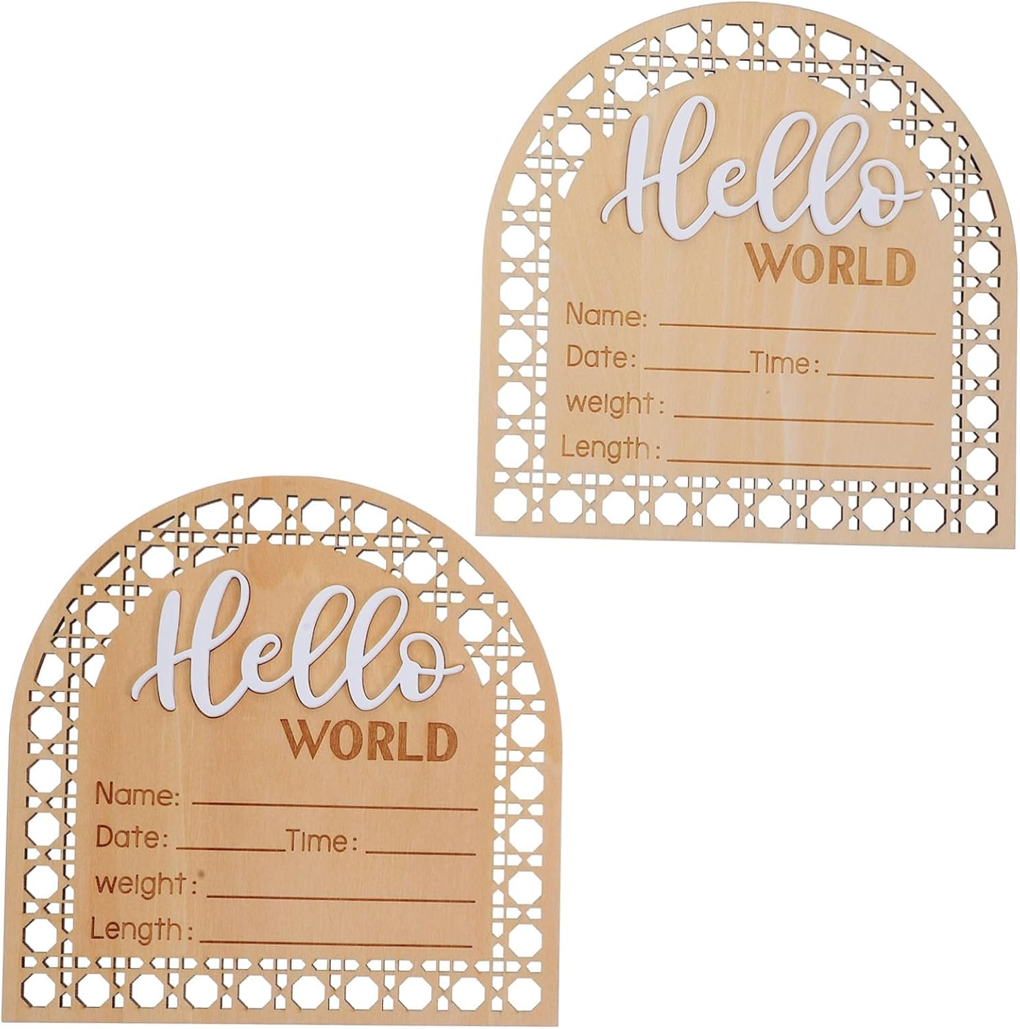 2Pcs Adorable Wooden Birth Announcement Sign for Newborns Name Sign Nursery Decor Photo Prop to Celebrate Arrival Handmade with Attention to Detail