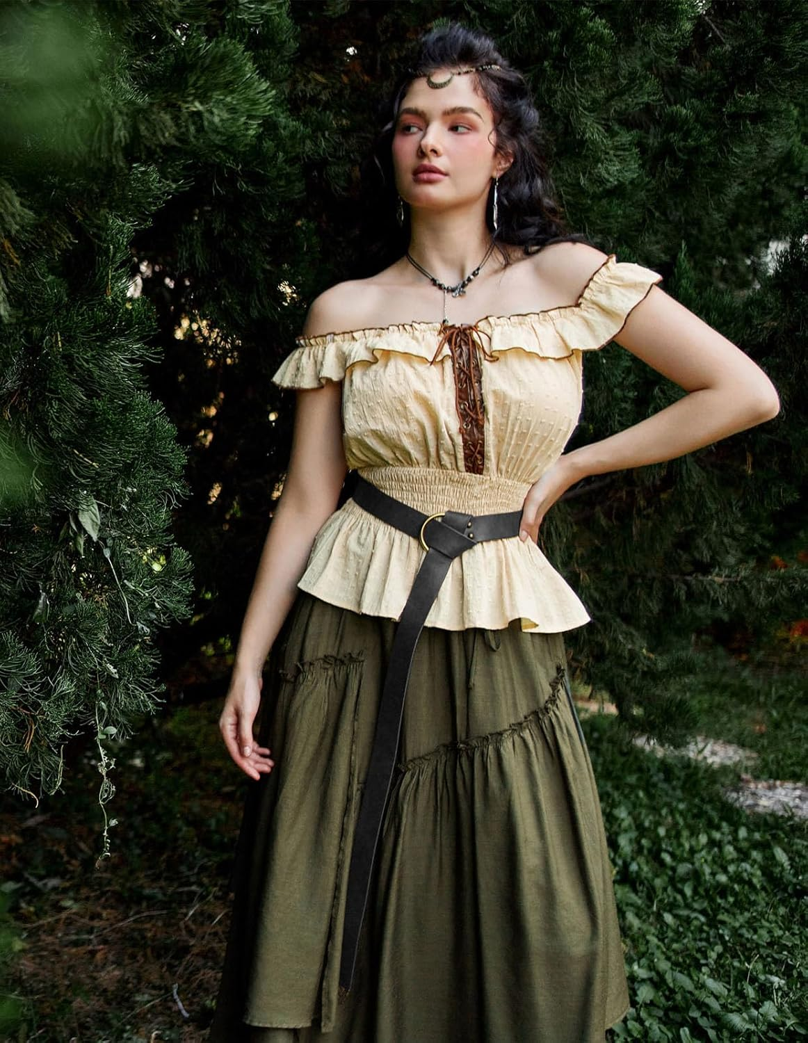 Scarlet Darkness Medieval Leather Belt Renaissance Accessory Pirate Viking Belt - Black image number 3