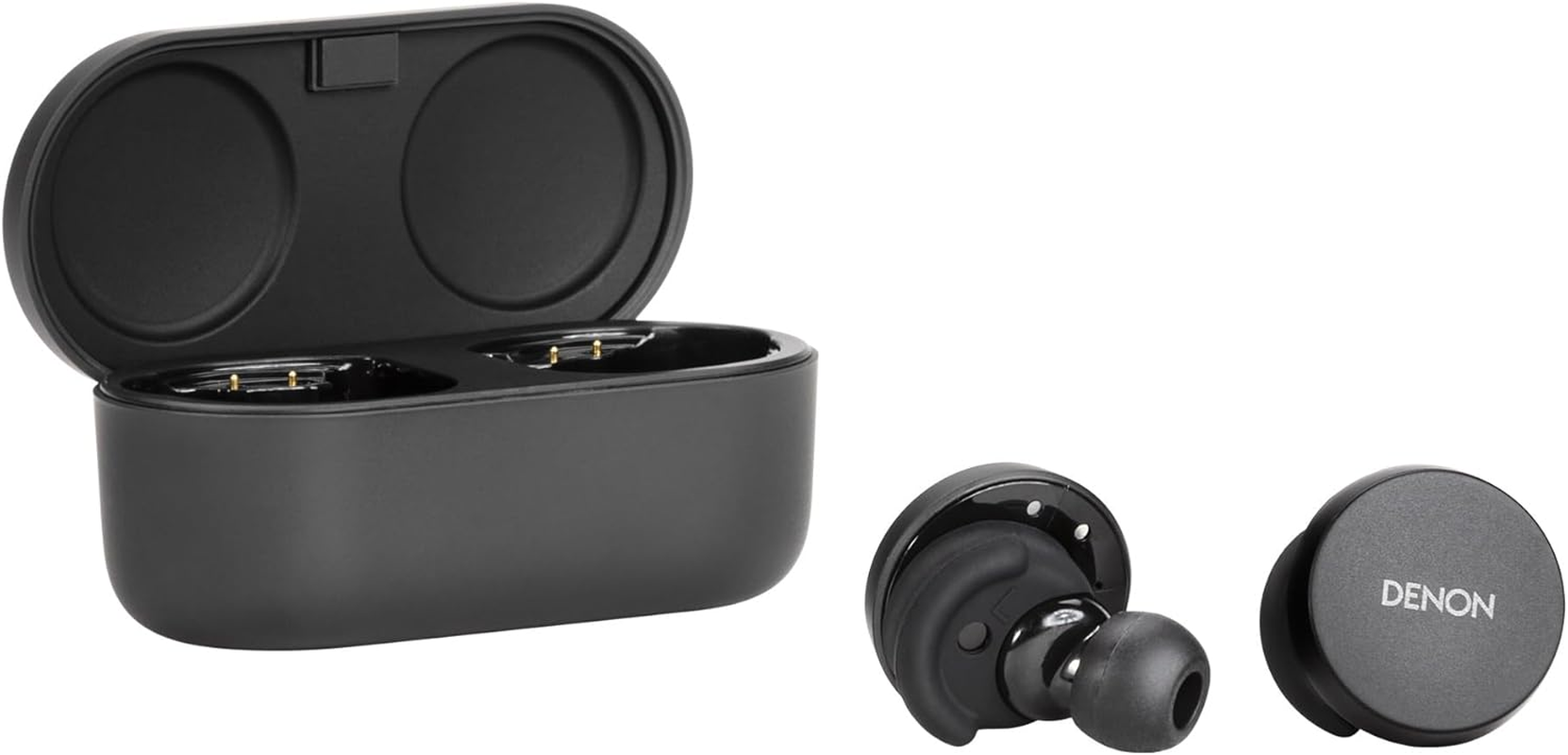 Denon Perl True Wireless Earbuds, Noise Cancelling Earphones, Water-Resistant, Built-In Microphones, Long Battery Life, Black