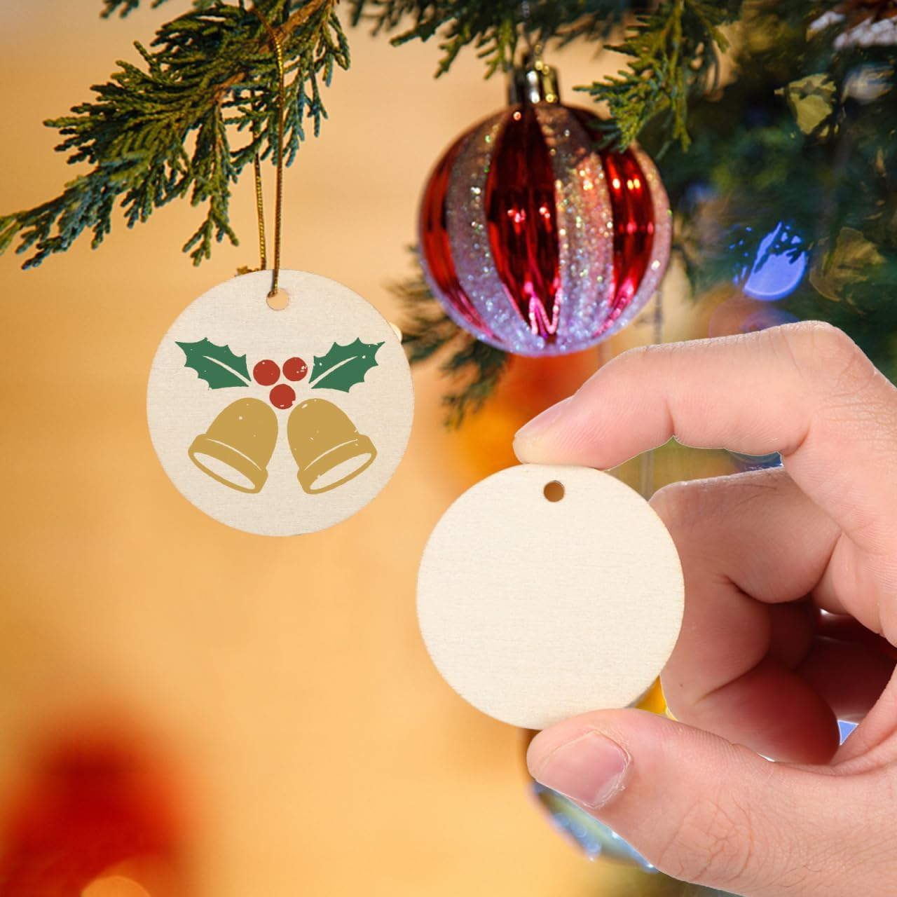 100Pcs Blank round Wood Slices 4Cm Natural Unfinished Wood Circles for DIY Crafts, Wedding Decorations, Christmas Ornaments image number 2