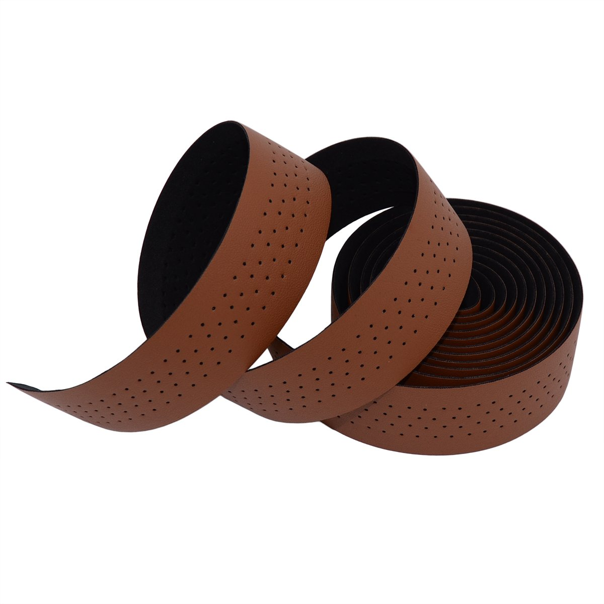 KINGOU Brown Synthetic Leather Road Bike Handlebar Tape Bicycle Bar Tapes - 2PCS per Set image number 2