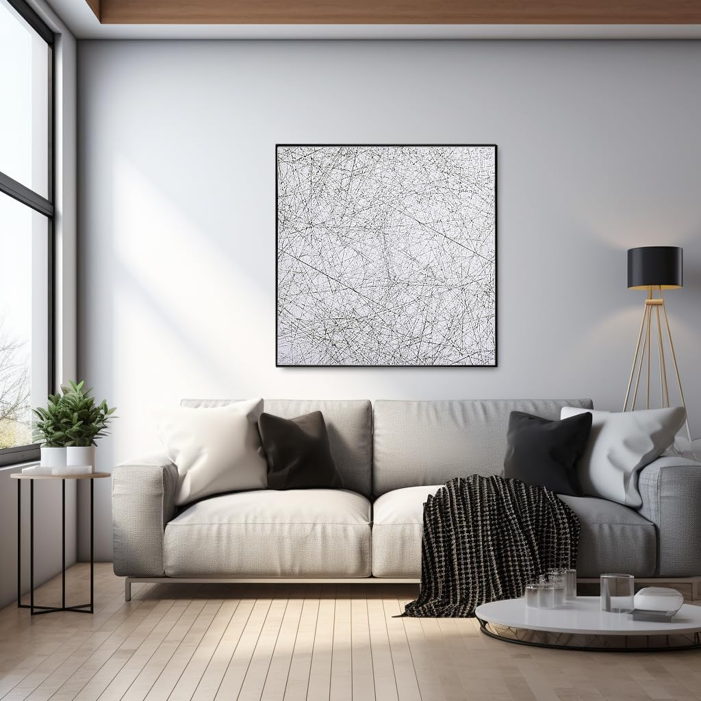 Bgraamiens Puzzle-The Lines -1000 Pieces Black and White Simple Fashion Challenge Blue Board Jigsaw Puzzles image number 2