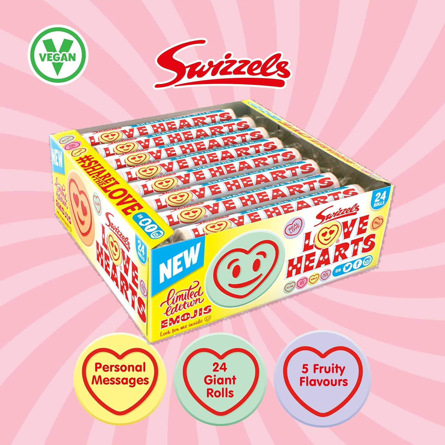 Swizzels Giant Love Hearts,24 Count (Pack of 1) image number 6