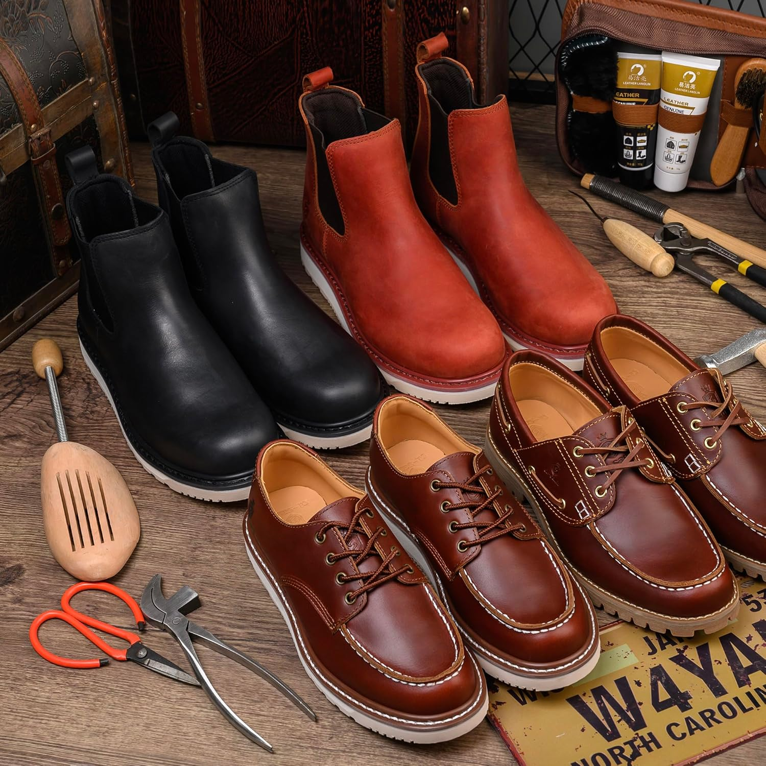 Sl-Saint Handgefertigte Herren Soft Moc Toe Lace up Stylish Stiefel Classic Genuine Goodyear Welted Top Cowhide Schuhe image number 5