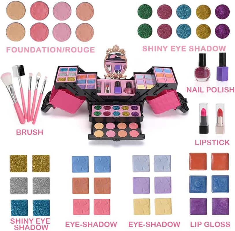 OLIGEI Kids Makeup Set for Girl, 52 Pcs Washable Non-Toxic Girl Toys Pretend Makeup Kit for Toddler, Princess Dress up Christmas & Birthday 3 4 5 6 7 8 9 10 11 12 Year Old Girls image number 2