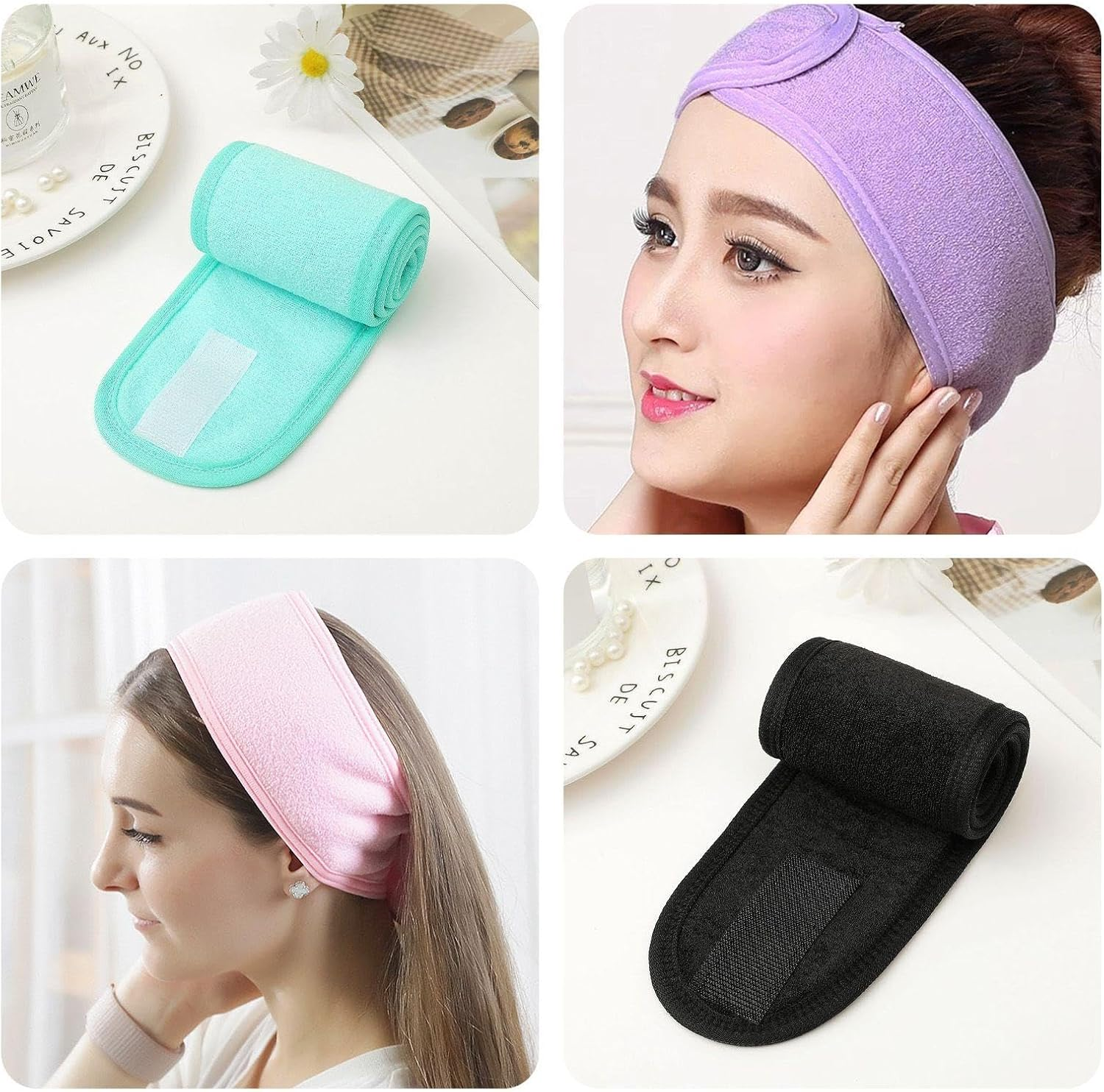7 Pieces of Women'S Beauty Hair Band, Adjustable Headband, Elastic Face Wash Turban, Suitable for Make-Up, Care and Sleep image number 3