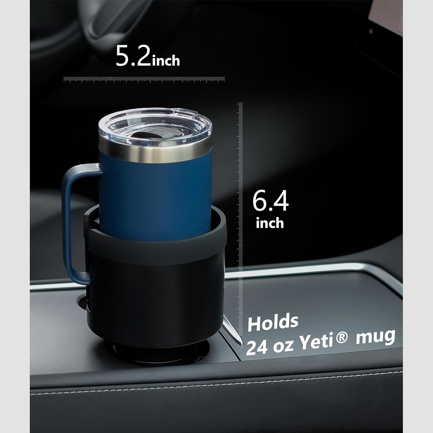 Seven Sparta Car Cup Holder Expander Organizer with Adjustable Base Black2 image number 3