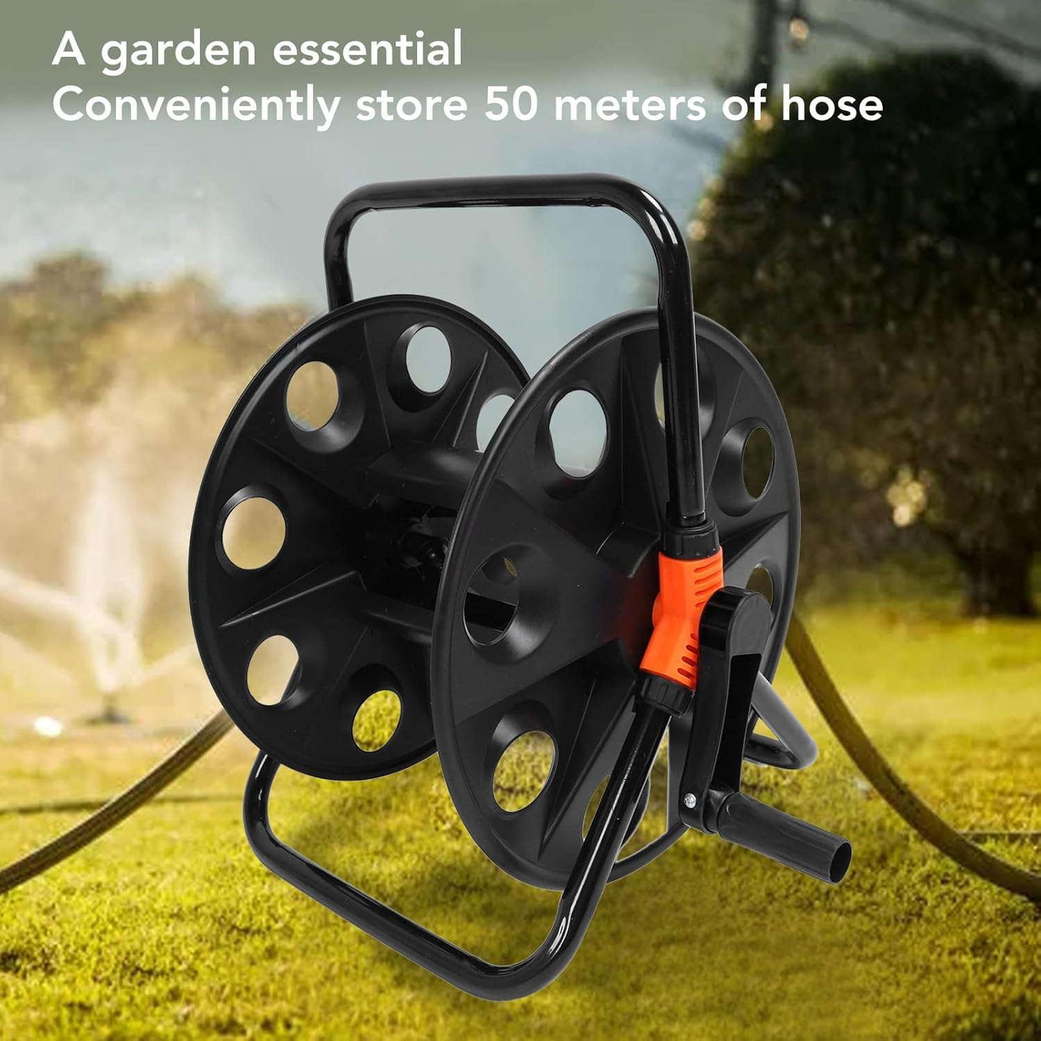 Water Hose Reel Heavy Duty Hose Reel Cart Organizer for 50M Water Hose,Portable Premium Iron and ABS Construction, Professional Garden Tool, Wall Mounted image number 4