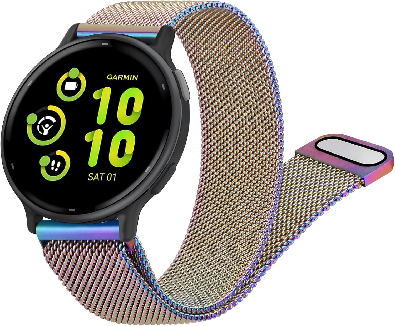 Metal Stainless Steel Band for Garmin Vivoactive 5 Band, Garmin Venu 2 plus Bands Women Men, 20Mm Adjustable Comfortable Magnetic Milanese Replacement Strap for Garmin Vivoactive 5/3/3 Music/Active 5