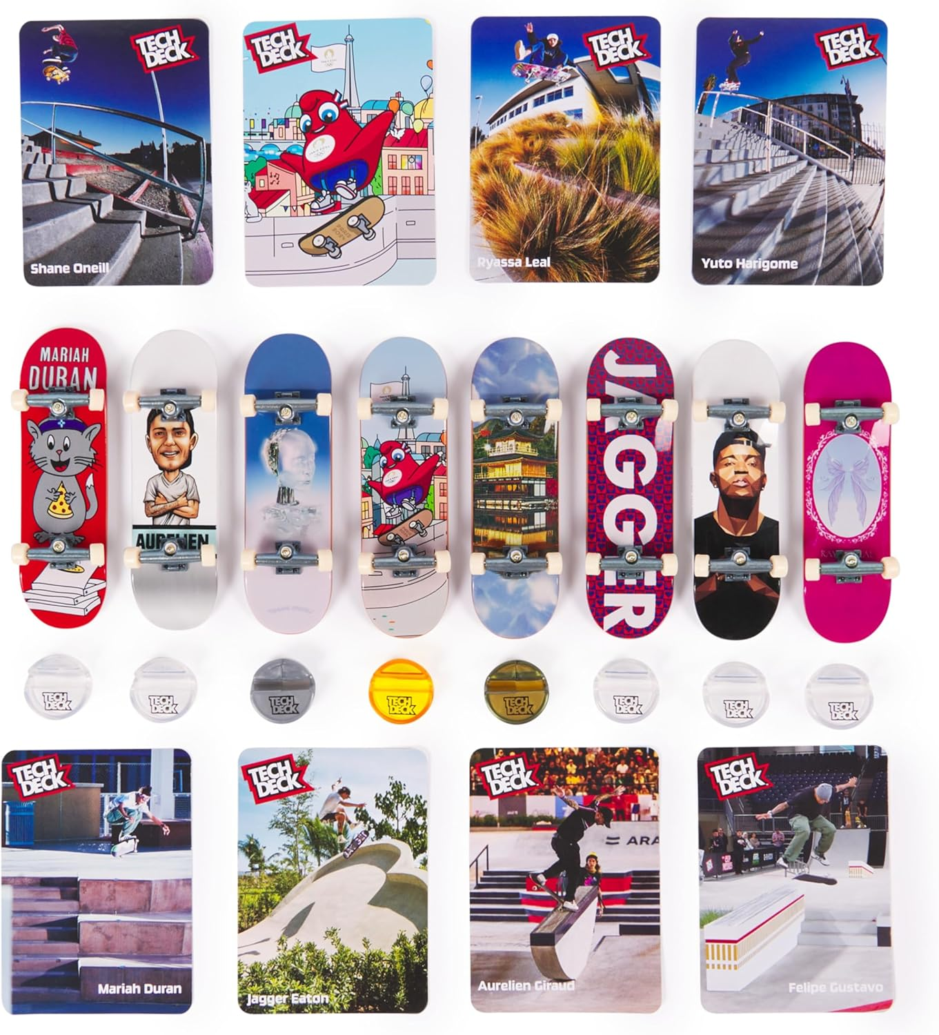 Tech Deck, Competition Legends 8-Pack Fingerboards with Collectible Cards, Olympic Games Paris 2024, Customizable Mini Skateboards, Kids Toys for Ages 6 and Up image number 2