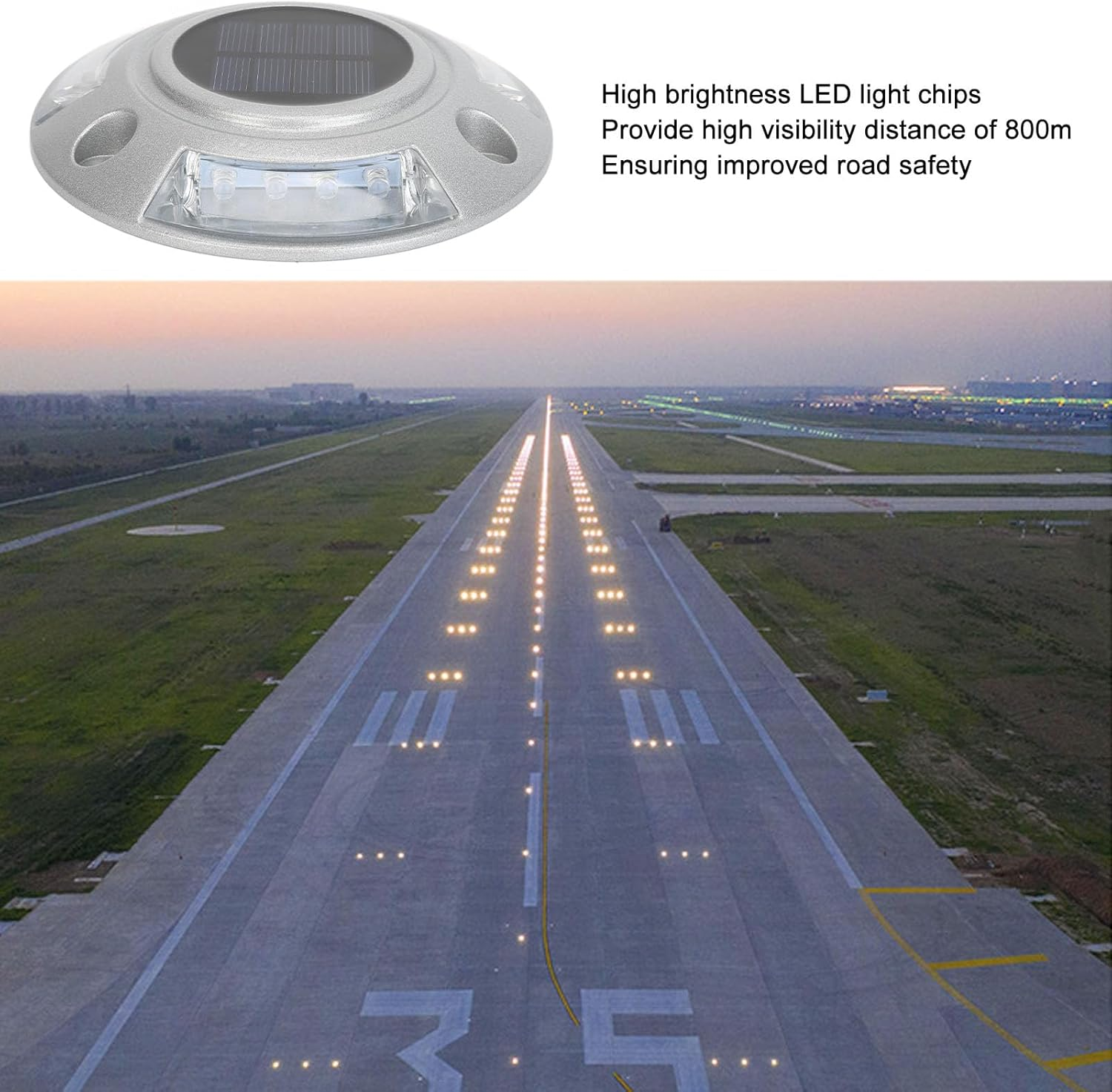 Solar Deck Lights, 1 Pack LED Driveway Lights Solar Powered, Outdoor IP68 Waterproof Road Markers, Auto Illumination for Step Sidewalk Stair Boat Garden Ground Pathway Yard (Blue image number 3