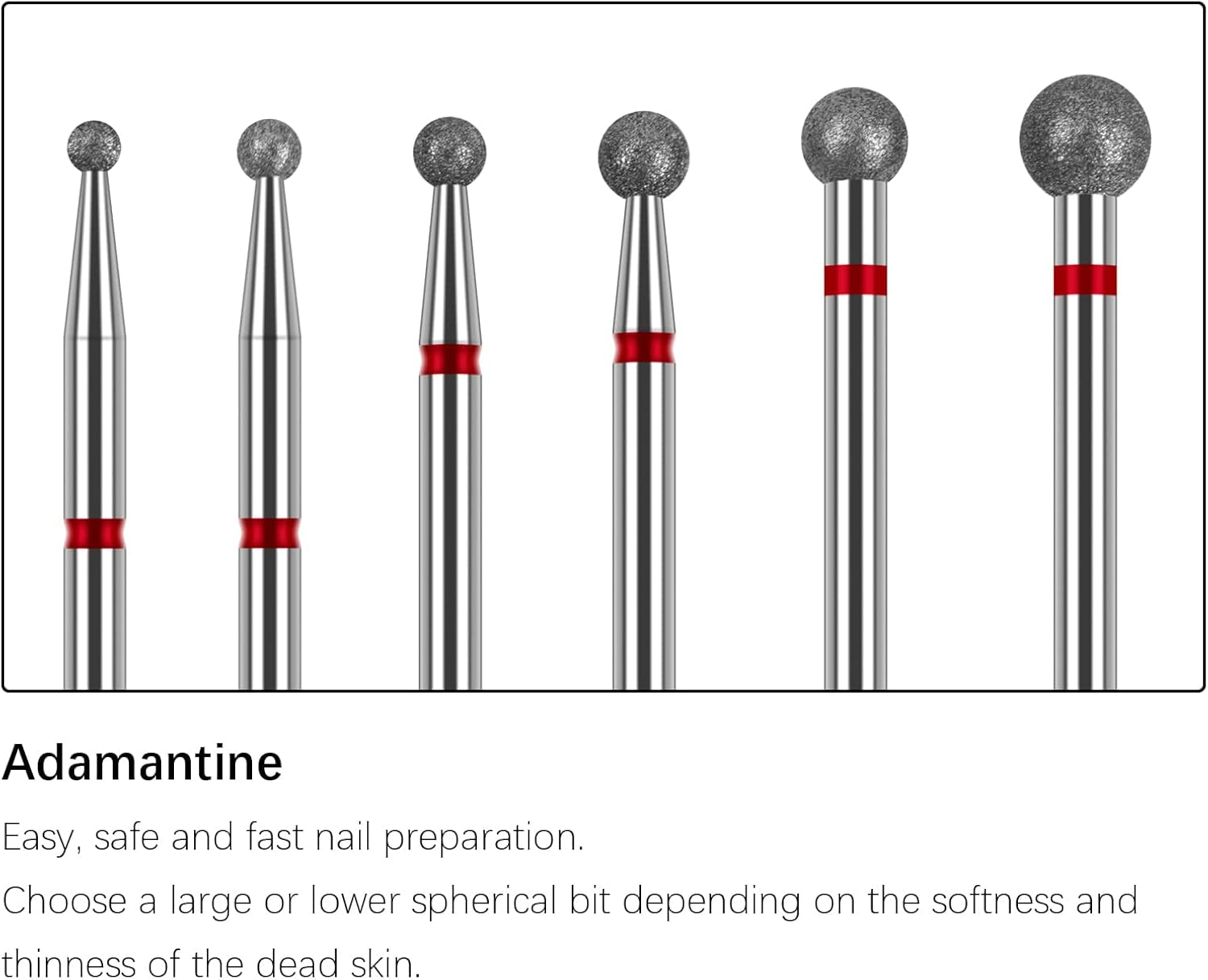 Difenni Cuticle Drill Bit,Nail Drill Bits Flame Cuticle Clean Drill Bit for 3/32''Electric Nail File Machine Cuticle Bit Nail Prep Tool (Red-Ball Shape) image number 1