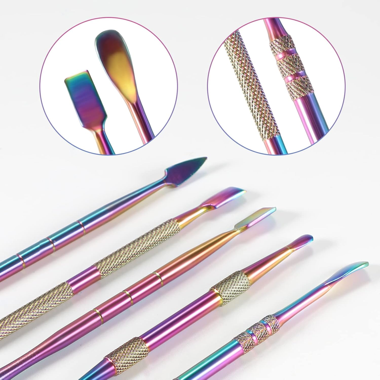 5Pcs Wax Carving Tools with Polishing Cloth Stainless Steel Wax Sculpting Kit Double Ended Colorful Tool image number 3