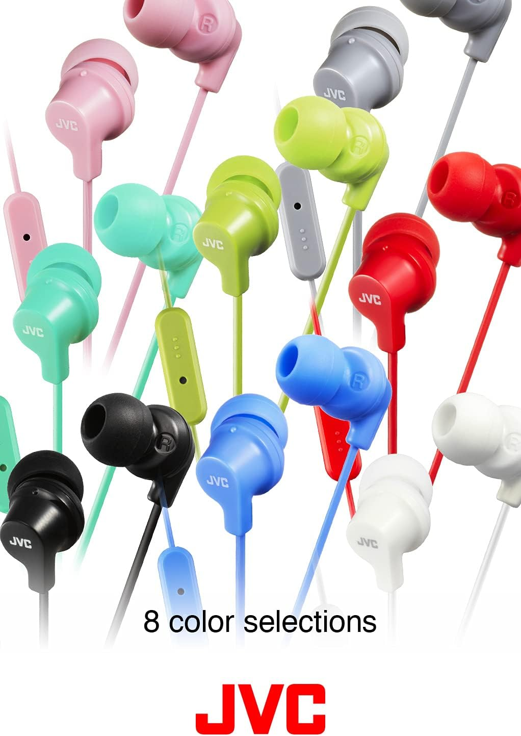 JVC in Ear Headphones Sweat Proof Earphones with Built-In Remote and Mic for Call Handling, White - Black image number 3