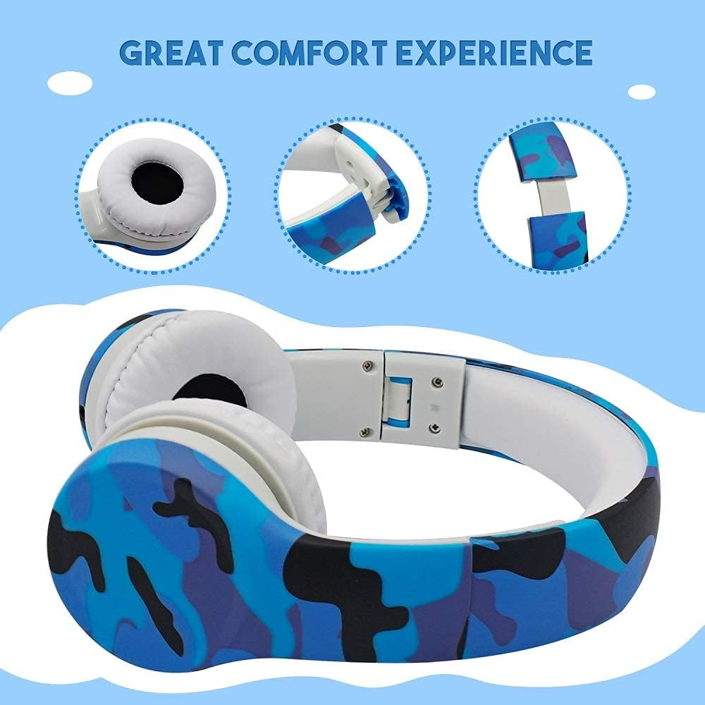Headphones for Kids, Hisonic Kids Headphones with Volume Limiter Adjustable Kids Adult Headset for Ipod Ipad Iphone Android Mobile Phone Tablet PC MP3 MP4 Player (Camouflage) image number 2