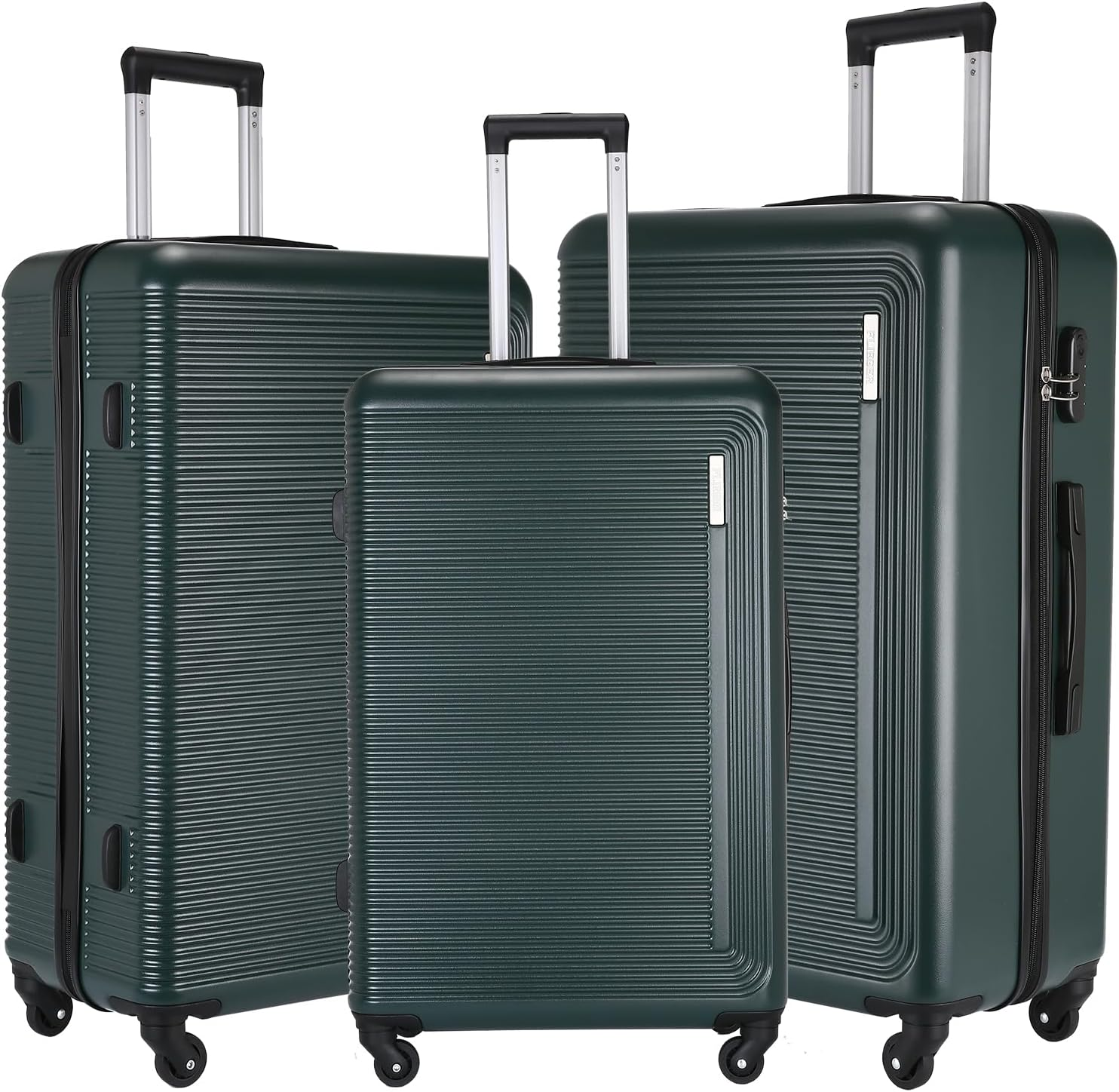 Syekcl Luggage Kit, 3 Pieces (20/24/28) with a Suitcase with General Wheels, ABS Durable Hard Shell Luggage Boxes (Dark Green, Large)