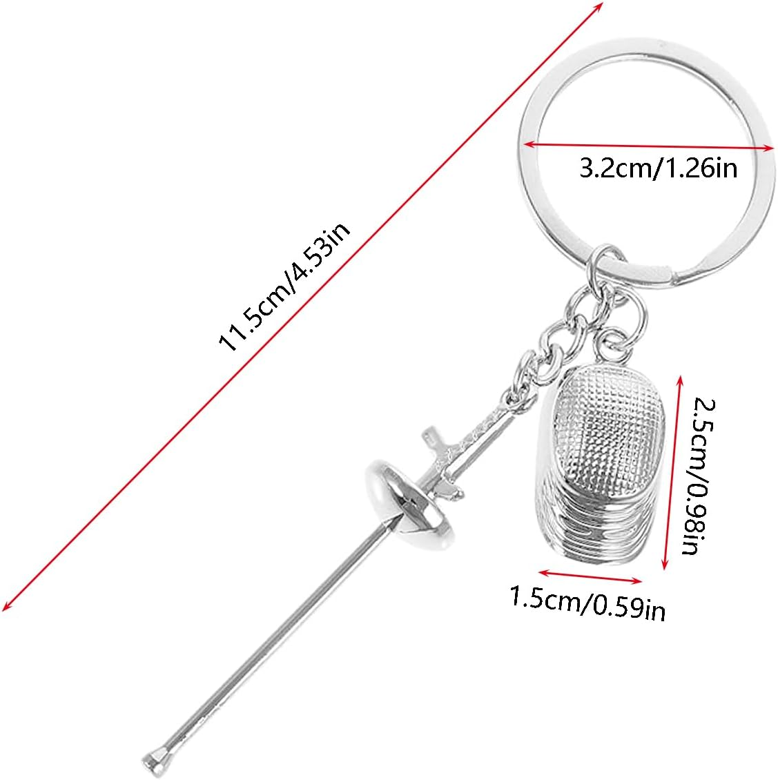 Taicols Fencing Keychain,3 Souvenir Backpack Hanging Adorns Delicate Key Chain Sword Rings Sports Ring Bag Decor Keepsake Pendant Decoration Chains Sport Metal Lovers Collectible Keychains Keyring image number 2