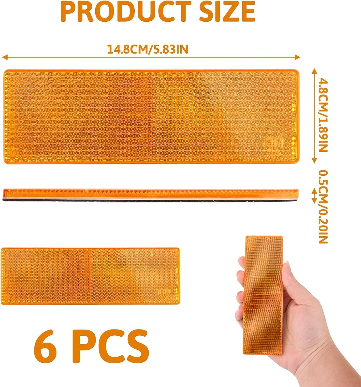 Driveway Reflector and Car Reflector Self Adhesive Rectangular Reflective Stickers, Waterproof High Visibility Safety Markers, Compatible with Cars, Bikes, Trailers, and Caravans 6 Pack - Haheihei image number 2