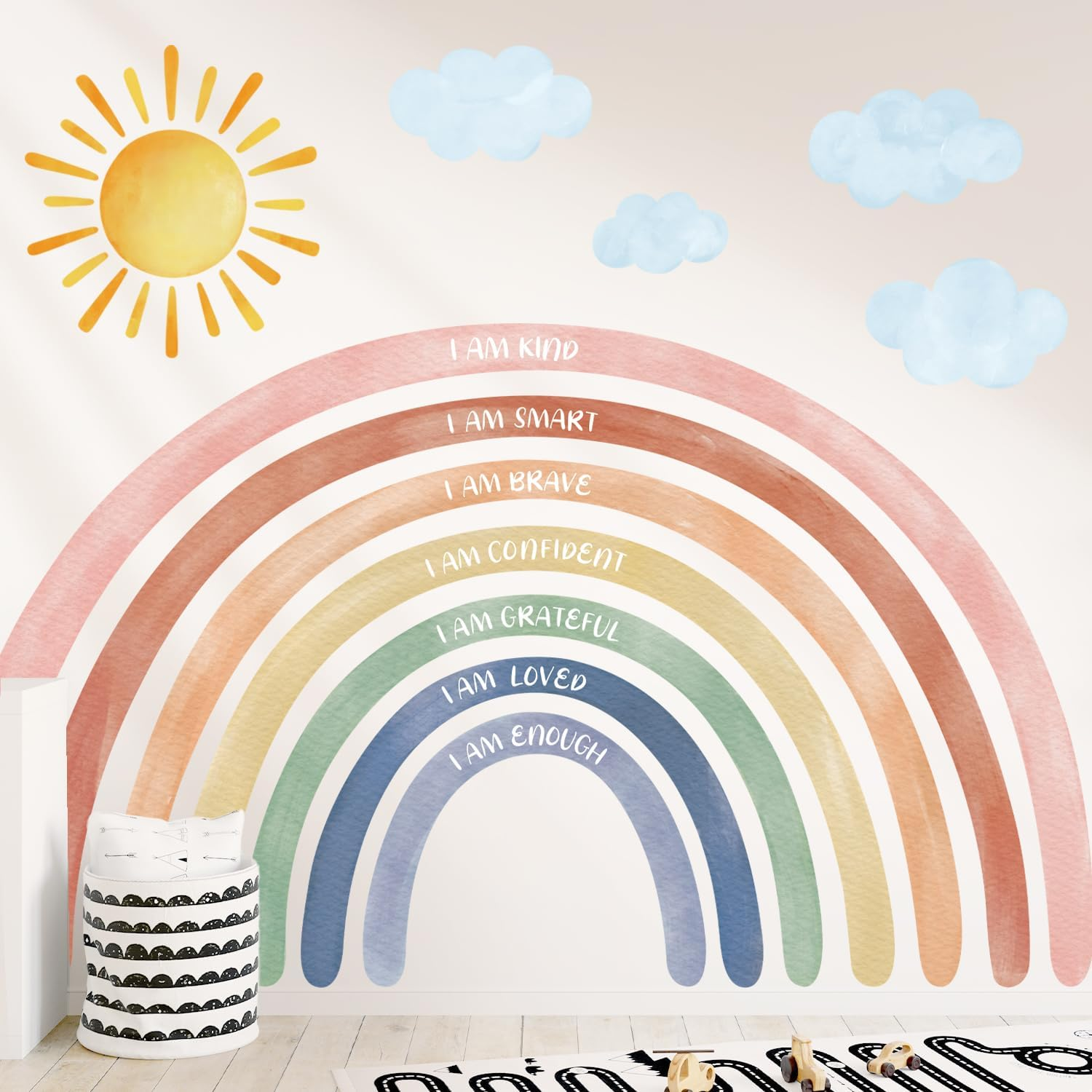 DECOWALL FH4-2432 Xlarge Watercolor Rainbows and Quotes Wall Stickers Decals Big Nursery Bedroom Kids Room D&eacute;cor Girls Baby Art Boho Peel and Stick image number 5