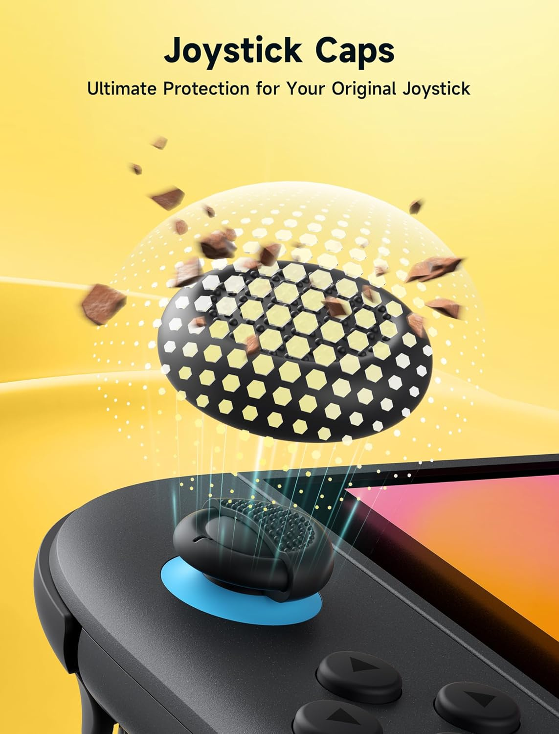 JSAUX Thumb Grips for Nintendo Switch 2 (2025), Switch Thumb Grip Caps, Ergonomic Design, Enhanced Grip, Comfortable & Durable, Joycon Grip Button Stick Cover - Black, Blue and Orange, 6Pairs(12Pcs) image number 4