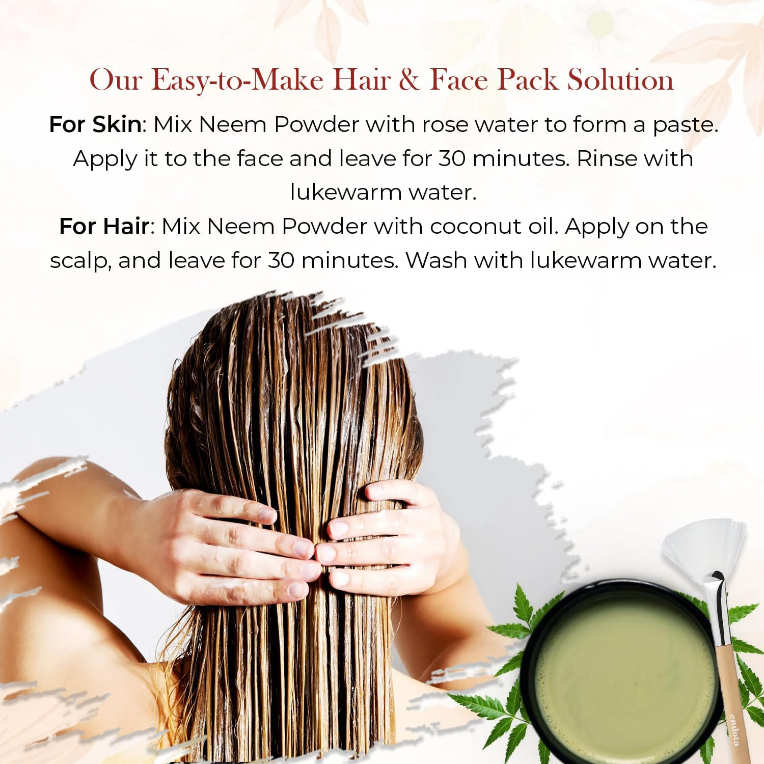 Mirintz 100% Natural Neem Powder for Hair & Skin | (100 Gms) Pure Azadirachta Indica Neem Leaves Dried | Neem Leaf Powder for Face Pack, Skin Care Mask & Hair Growth Mask | Natural Skin Care Products image number 2