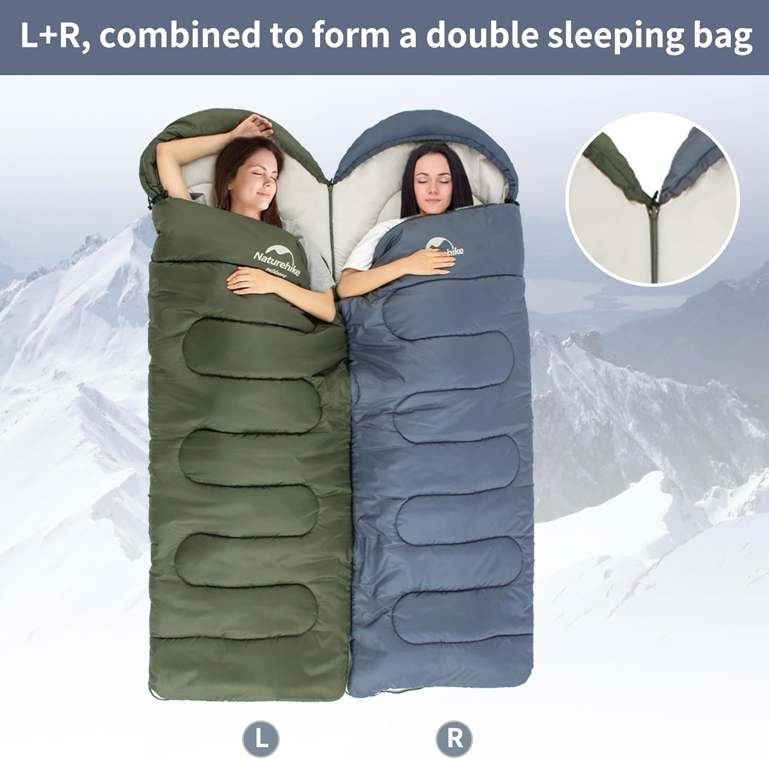 Naturehike Camping Sleeping Bag - Lightweight Waterproof Portable Splicable for Adults 3 Seasons,Hiking/Backpacking/Outdoor and Indoor Used with Storage Sack image number 1