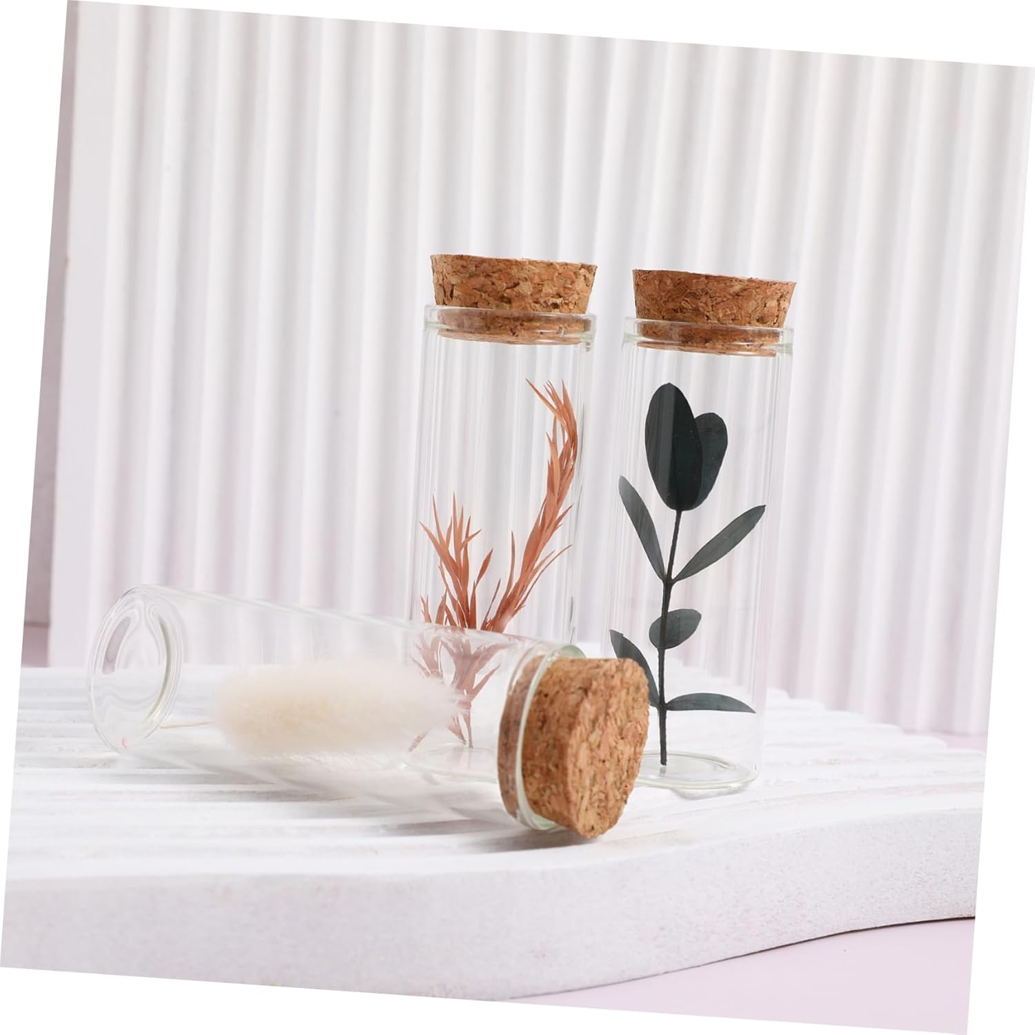 Mobestech Glass Test Tubes Borosilicate 10Pcs 3X8Cm Corked Bottles Reusable Containers for Dried Flower Storage and Artwork