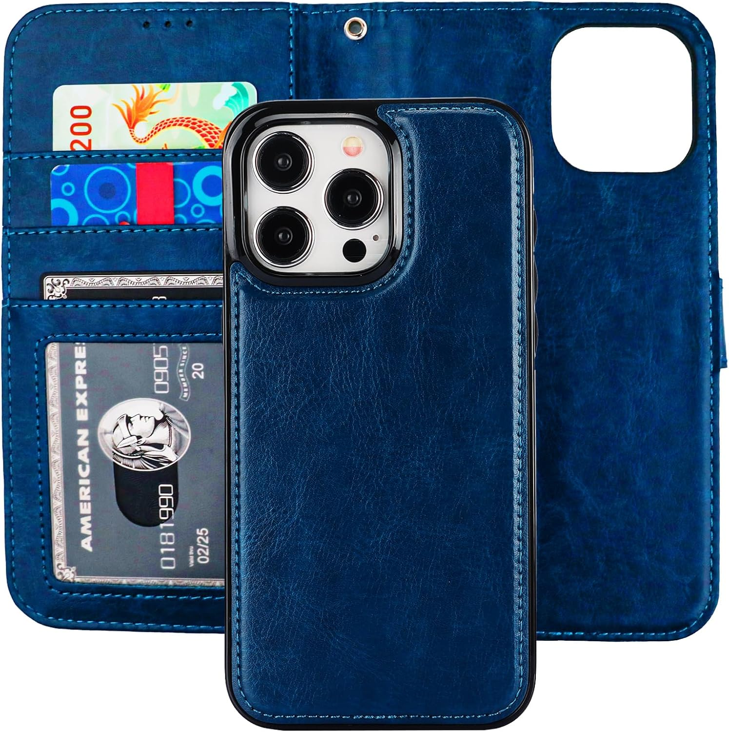 Bocasal Detachable Wallet Case for Iphone 15 Pro Max RFID Blocking Card Slots Holder Premium PU Leather Magnetic Kickstand Shockproof Wrist Strap Removable Flip Protective Cover 5G 6.7 Inch (Red)