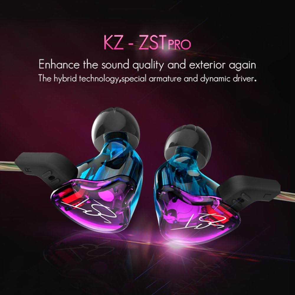 KZ ZST Dynamic Hybrid Dual Driver in Ear Earphones (Colorful with Mic)