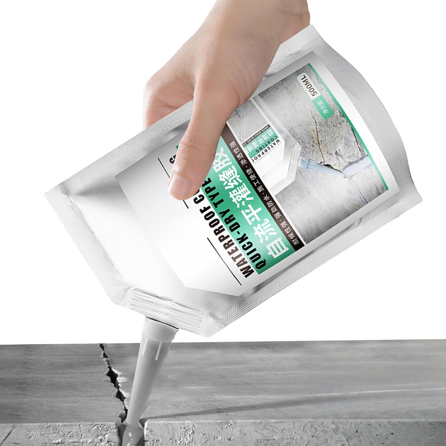 Concrete Crack Repair - 500Ml Sealing Glue for Concrete - Wear-Resistant Quick-Drying Crack Sealing Glue for Wood Brick Roof Stone Exterior Wall image number 4