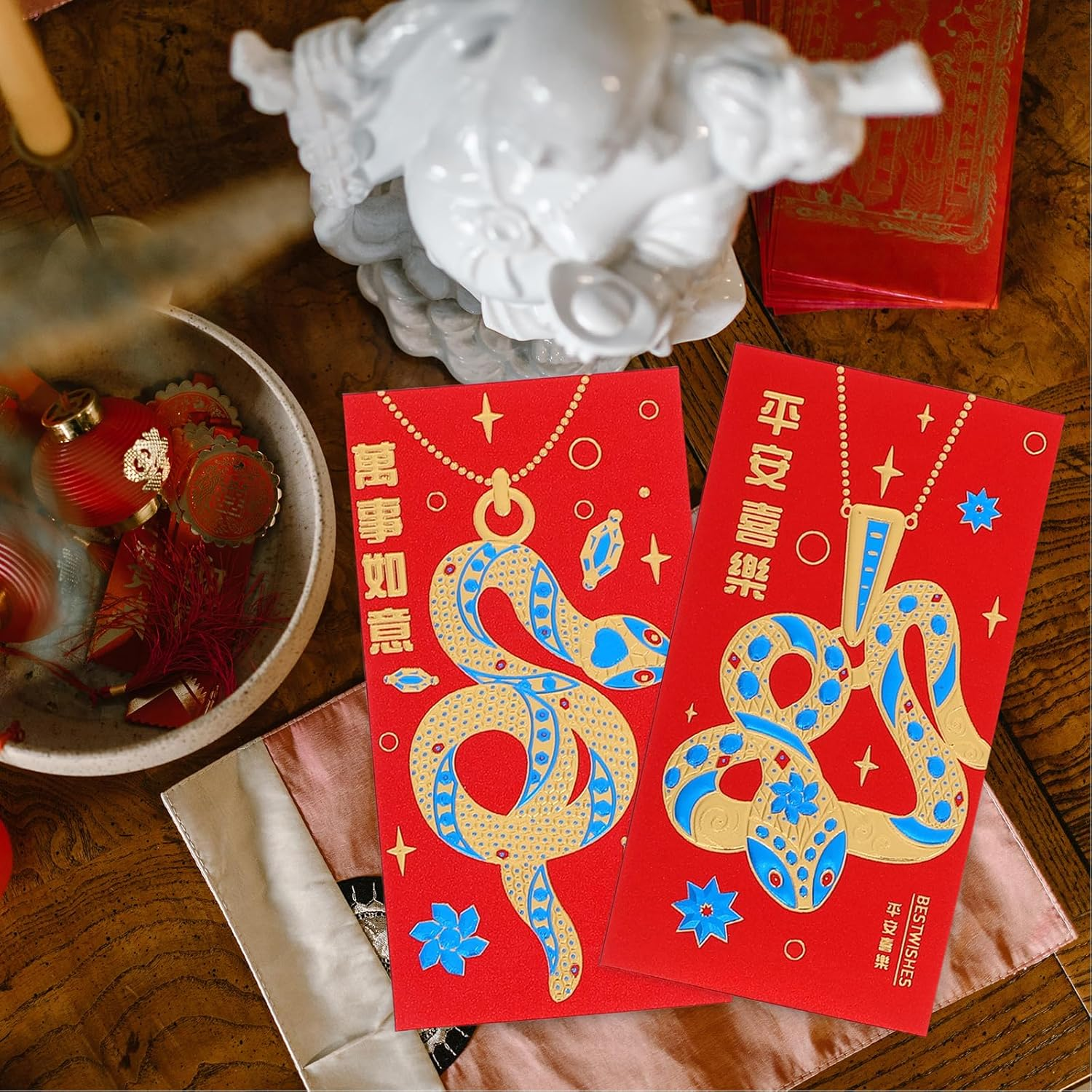 Tofficu 30Pcs Chinese Red Envelopes, 2025 Snake Lunar New Year Red Cash Envelopes, Chinese Hongbao Lucky Money Pockets for Spring Festival Wedding Envelopes - A image number 6