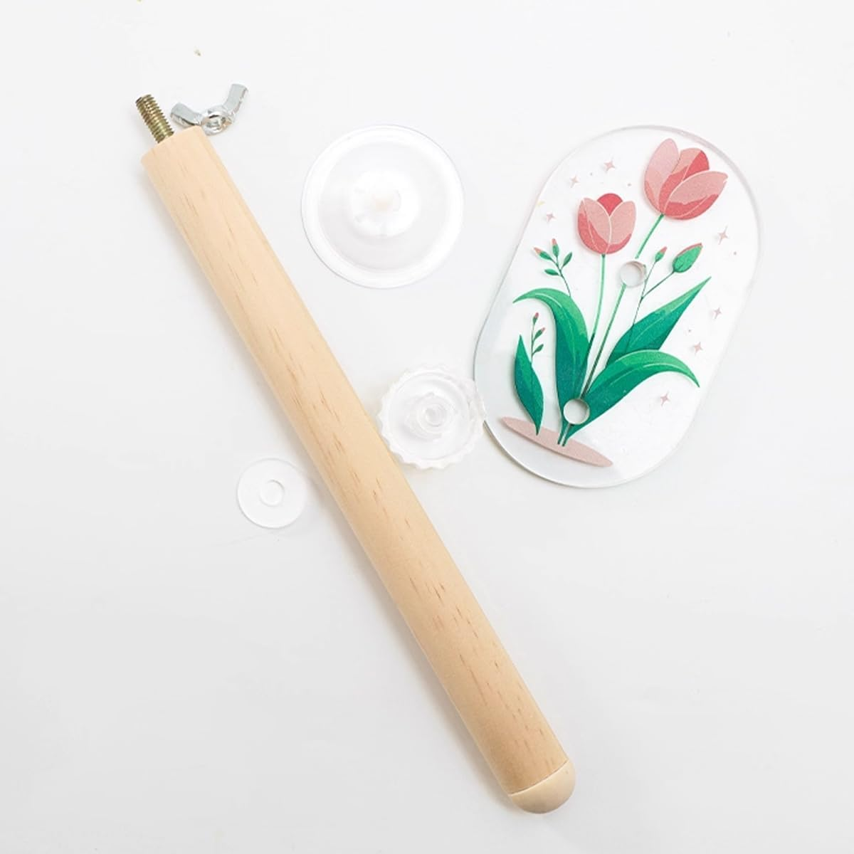 AIMALL Acrylic Parrot Suction Stand Rod with Natural Pine Wood Perch 8.85In &times; 0.78In Bar for Tiger Skin Budgies Peony Birds Cockatiels Lovebirds Car Window Bird Swing Toy image number 6