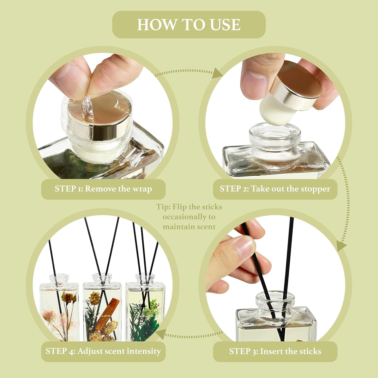 Reed Diffuser Set, 5 Fl Oz Glass Bottle Oud Bergamot Scent Oil Diffuser, Home Fragrance with Reed Sticks for Bedroom, Office, Bathroom Shelf Decor & Gifts image number 5