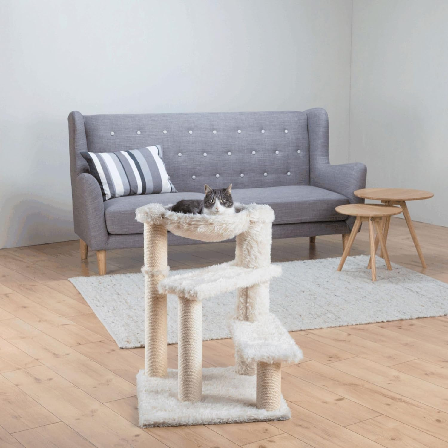 TRIXIE Baza Senior Cat Tree with Hammock and Steps | Scratching Posts | Cat Playground | Cream, Medium, (44544) image number 1