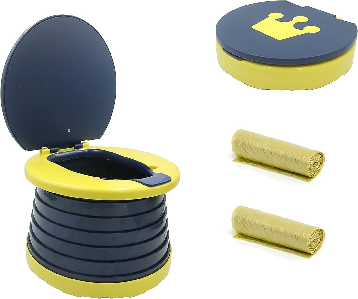 Portable Potty Seat for Kids Toddler,Foldable Travel Potty Training Seat with 2 Rolls Cleaning Bags, Travel Toilet Seat for Car, Camping, Outdoor, Indoor (Pink)