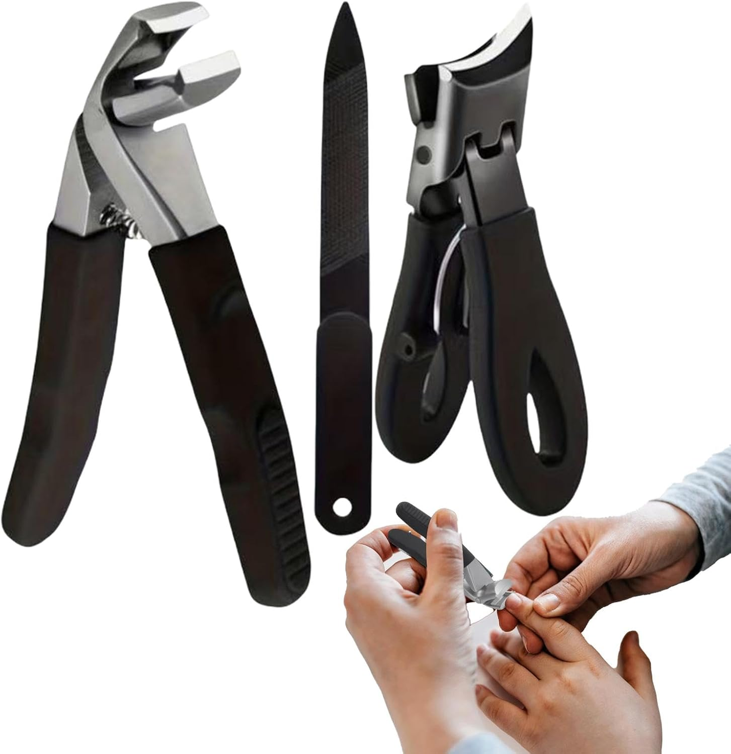 Nail Clippers Catcher - Angled Head Nail Clippers | Toenail Clippers for Thick Nails | Ergonomic Angled Toenail Clippers | No Splash Fingernail Clipp&eacute;r | Large Wide Jaw Nail Clipp&eacute;r with Catcher image number 2