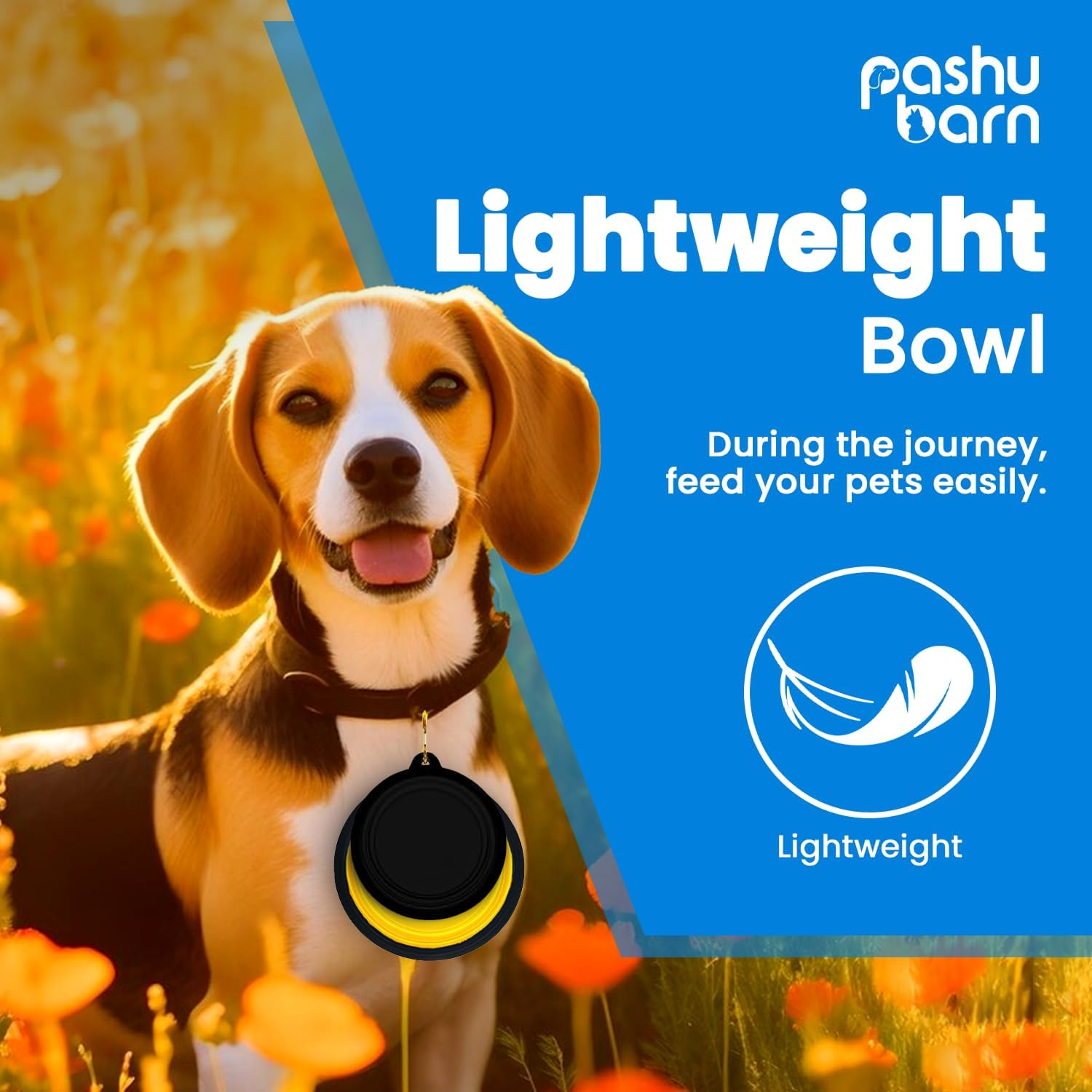 Set of 2 Collapsible Dog Bowls for Food & Water - Extra Large 1000Ml and Small 350Ml- Portable, Foldable Travel Dishes with Leash Attachment-Ideal for Puppies - Yellow (XL) & Black (Small) image number 5